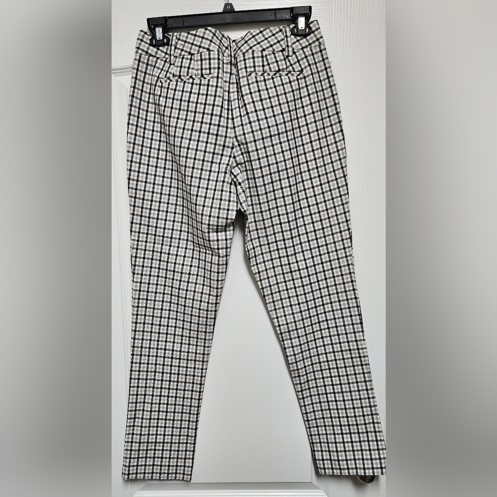 Lands’ End Women’s Plaid Pants Size 12 Fit 2 Slim Leg Black White. - Picture 3 of 4